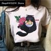 Cat Harajuku Funny Cartoon T Shirt Women Cute Anime Ullzang Tshirt Grunge Kawaii S Fashion Tshirt Korean Style Top Tee Female