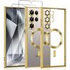 Case for Samsung Galaxy S25 Ultra - with Magnetic Circle - Gold + 2 Tempered Glasses - BOOLING®