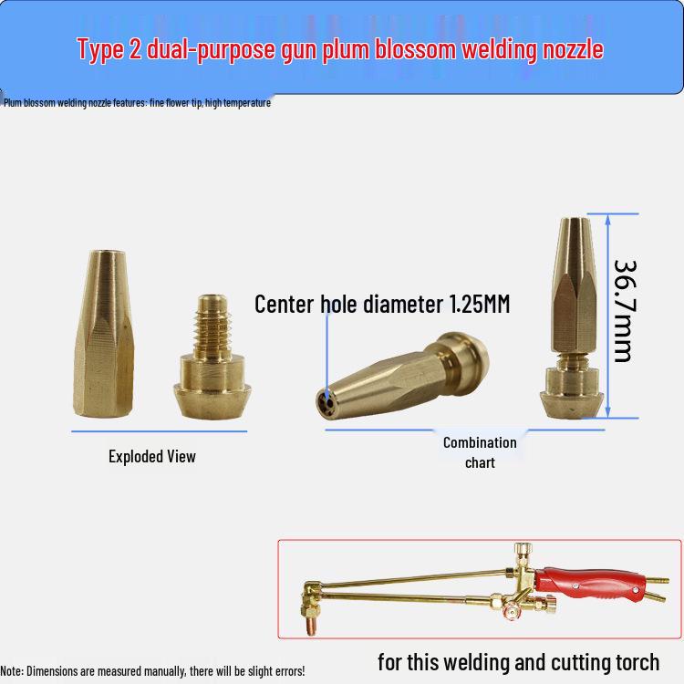2L Multi-Hole Purple Copper Torch Nozzle: Acetylene/Propane/Oxygen Small Welding and Cutting Tip