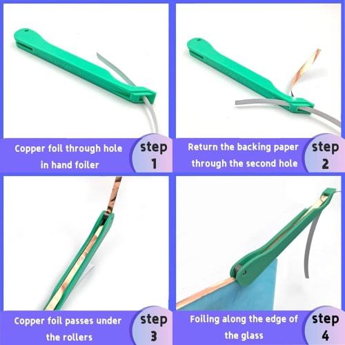 Copper Foil Wrapping Tool, Stained Glass Hand Foil Tool | Stained Glass Hand Foiler Copper, Stainless Steel Hand Foiler Roller Upgraded Hand Foiler fo