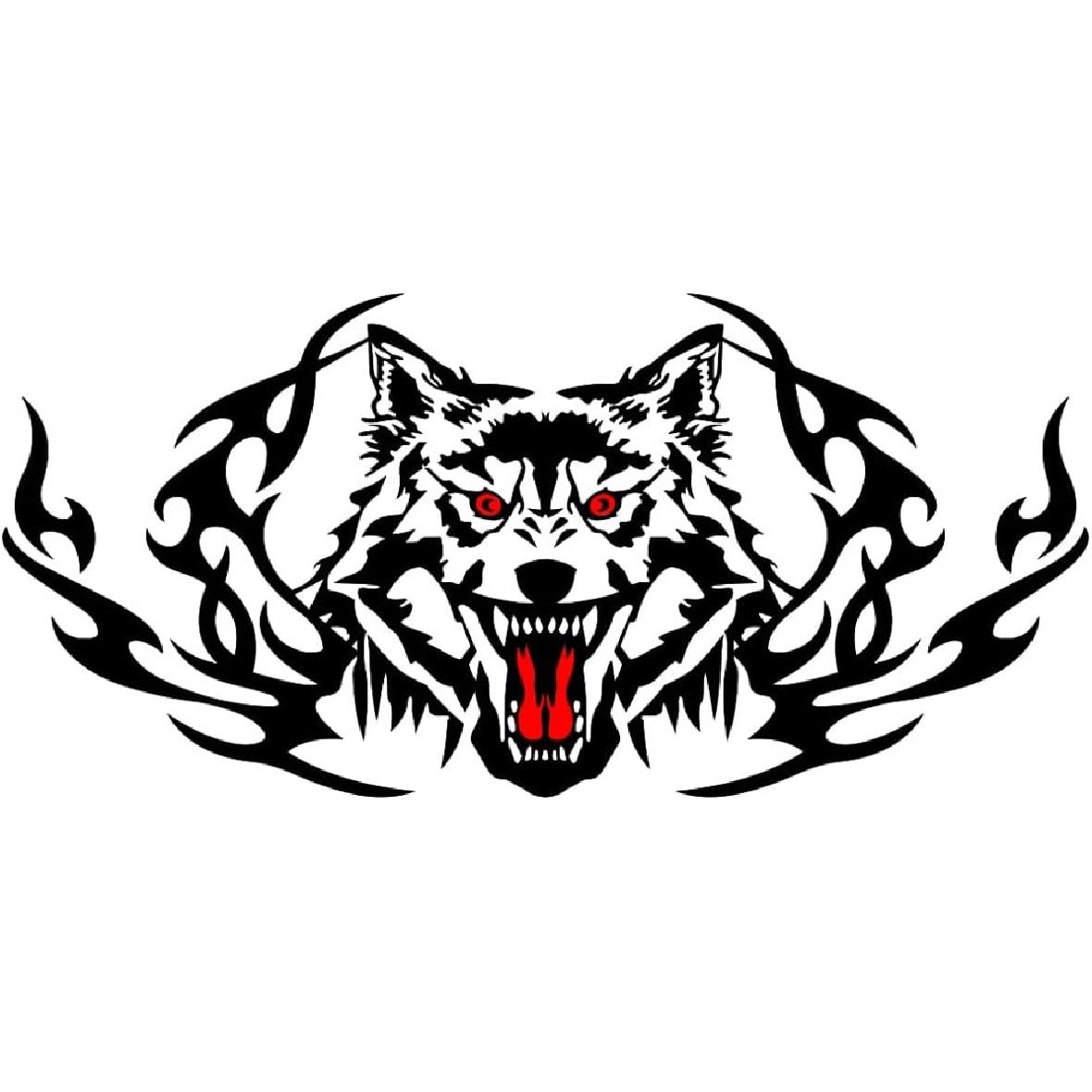 

Flaming Wolf Head Graphics Car Hood Vinyl Sticker Wolf Decal Vehicle Car Body Sticker 39.37 x 18.50 , Black чорний