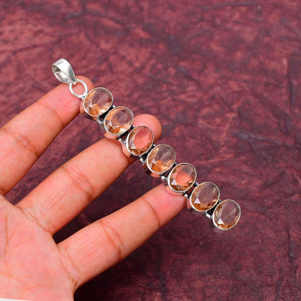 Awesome Morganite Gemstone Pendant: 925 Sterling Silver Handmade Pendant Necklace Jewelry
