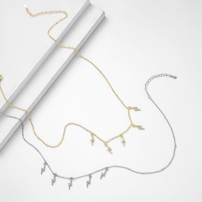 ANENJERY Kubische Zirkon Geometrische Welle Anhänger Quaste Halskette Weibliche 18K Gold Silber Überzogene Kupfer Halsband Schlüsselbein Kette