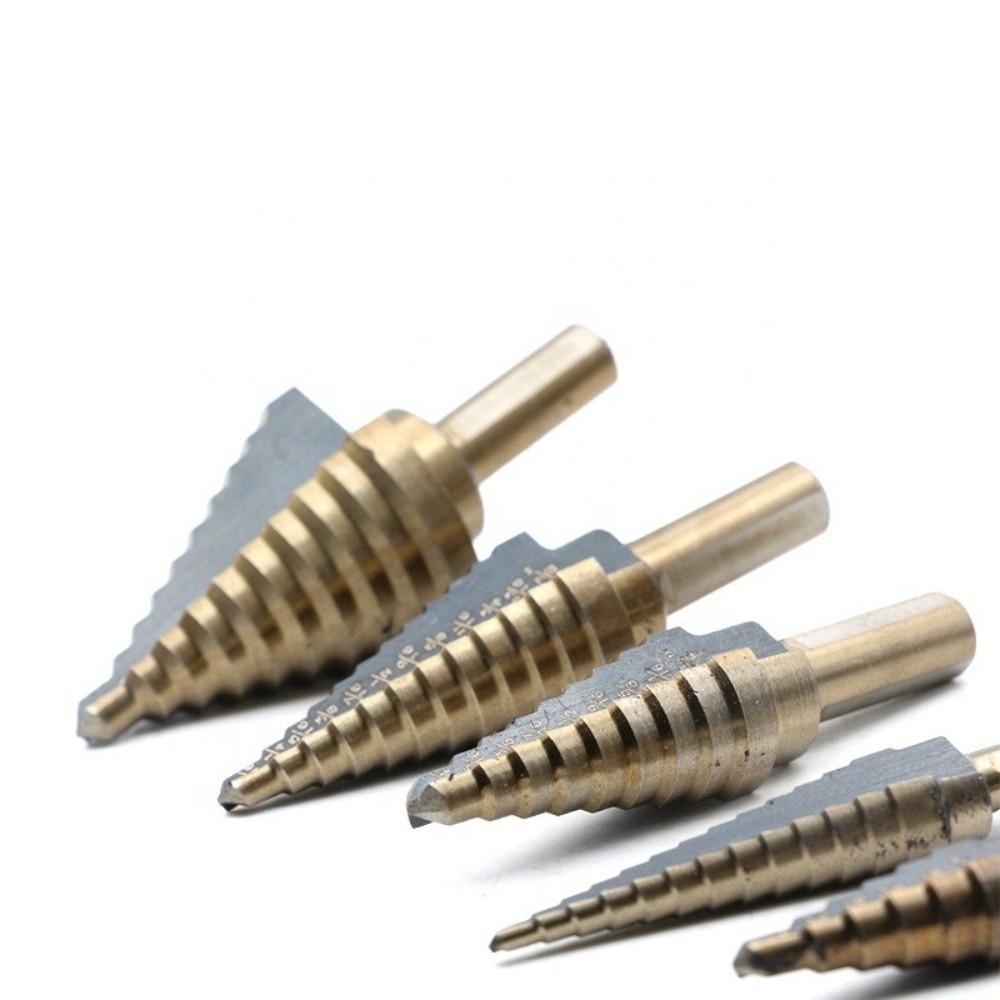 Durable 5PCS Set Step Drill Bit Set Straight Groove Multifunctional Stepped Drill Set Professional High Speed Steel Drill Bits