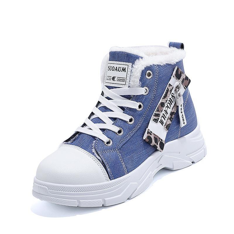 New canvas high-top women's shoes spring and summer breathable thick-soled heightening casual shoes Martin boots sports high-top