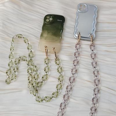Lente Zomer Nieuw Telefoonaccessoire Afneembaar Lanyard Snoep Transparant Crossbody Riem Lange Telefoonhoes Kettingen Acryl Nek Telefoonketting