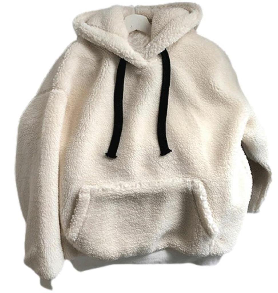 Fluffy Boa Fleece Hoodie [1/2style] Women's (JP, Alphabet, M, Off-White)