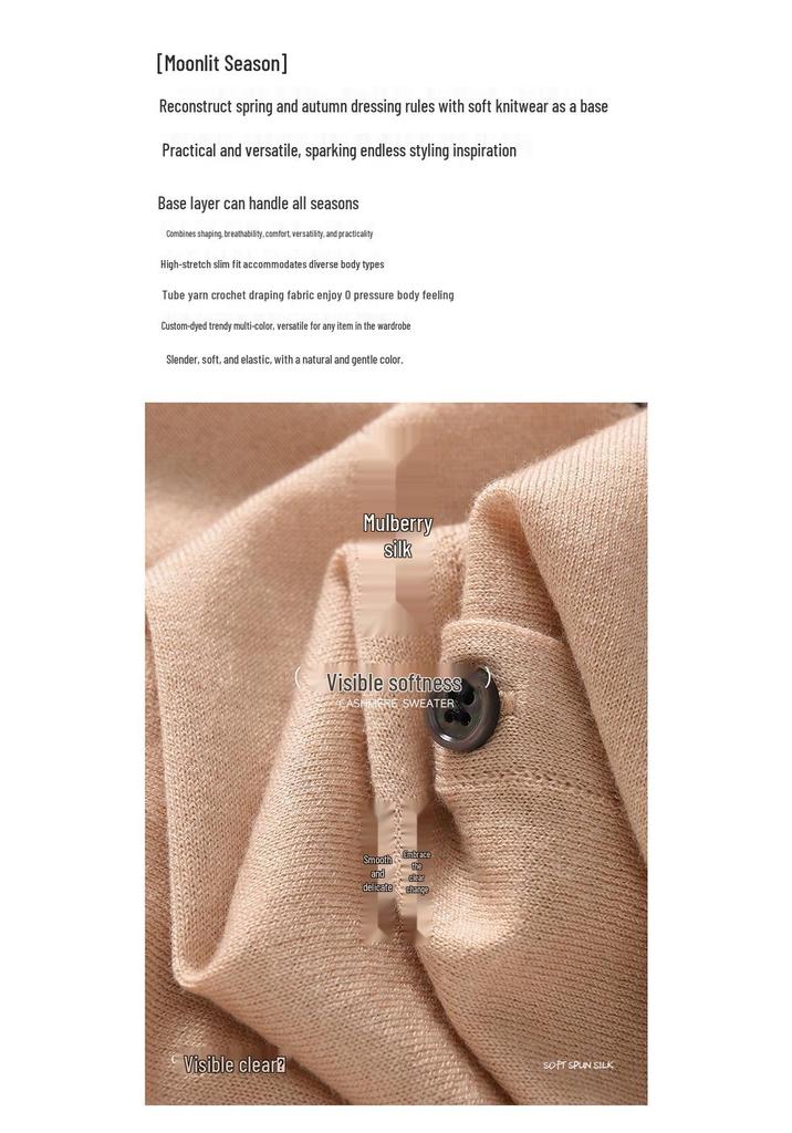 Spring/Summer Women's Silk-Like Round Neck 5-Point Sleeve Cardigan