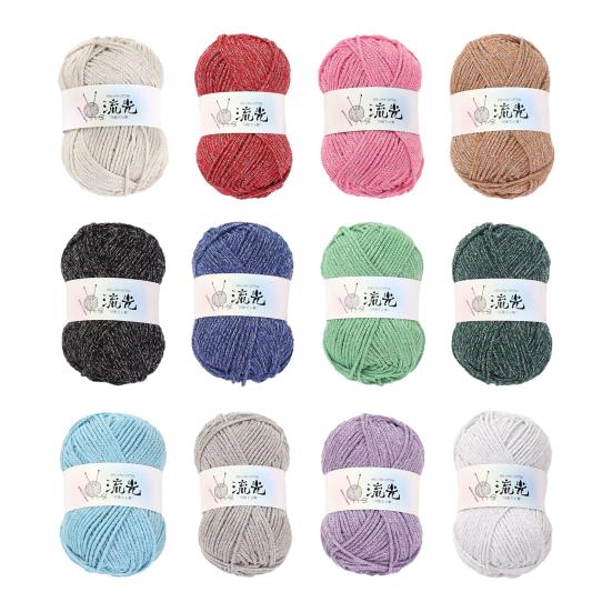 1.5MM Glitter Hollow Cotton Yarn Soft Thick Crocheting Knitting Yarn Handmade Crafts Pure Color Crochet Thread Skeins Beginners Knitting Lovers Gift
