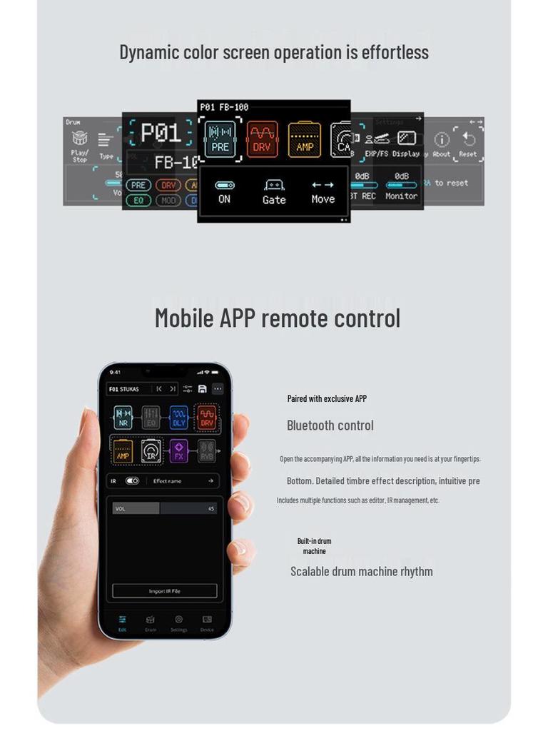 Ving FB100 Bluetooth Rechargeable Electric Guitar Amplifier with Multi-Effects, Portable for Outdoor Performances.