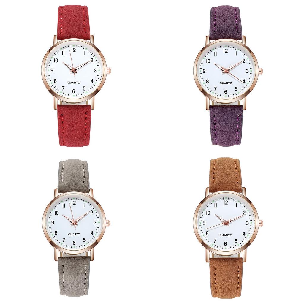 Montre à Quartz Minimaliste Unisexe Élégante Veilleuse Montre-bracelet Décontractée en Cuir Mat Montre à Quartz pour Dames
