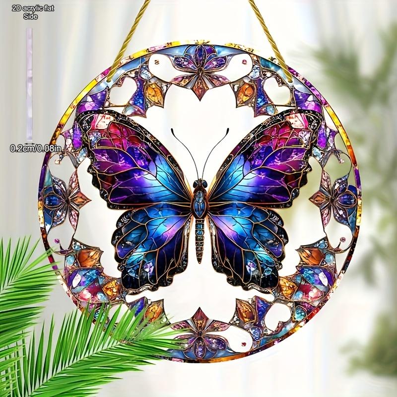 Vibrant Stained Glass Butterfly Garden Suncatcher, Colorful Insect Decor, Butterfly Enthusiast Ornament, Housewarming Present, Nurseries, Vintage Home