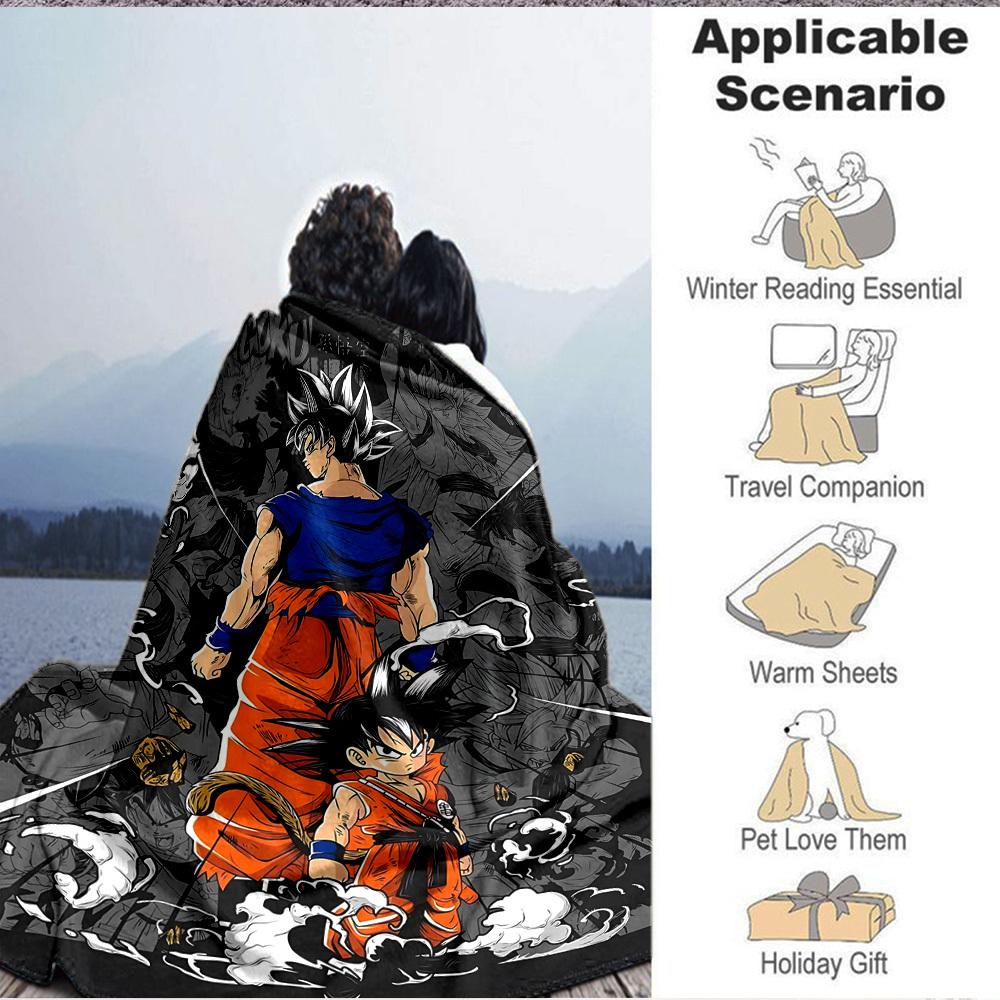 1pc DragonBallZ, Goku Flannel Blanket [Cozy Throw Blanket] For Sofa, Bed, Travel, Camping, Livingroom, Office, Couch, Chair, And Bed