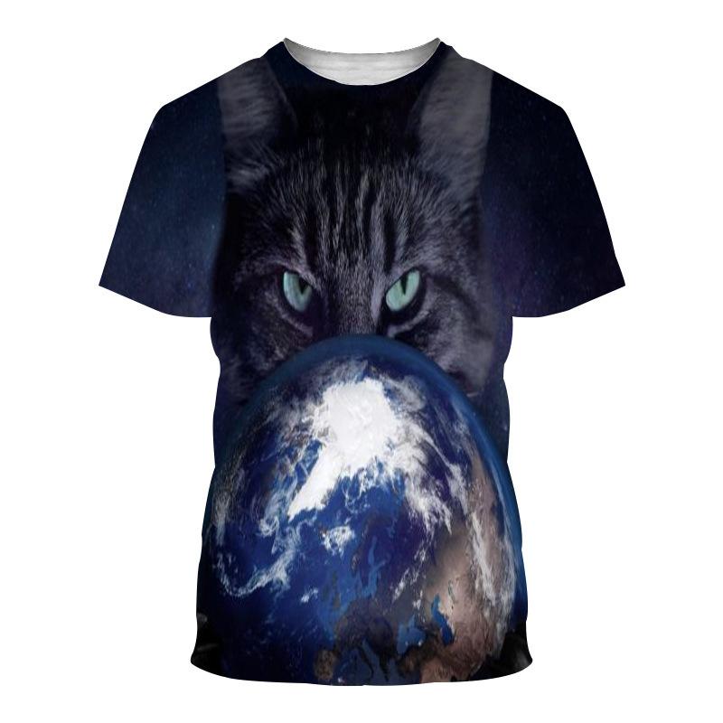 

Летняя Новая Футболка с 3D-принтом Кошки с короткими рукавами Женская Футболка с принтом и круглым вырезом с короткими рукавами 6XL
