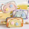 Cute Multi Layer Large Capacity Pencil Case for Kids Girl Five Point Star Stationery Organizer Students Portable Pen Bag
