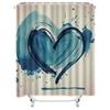 Blue Abstract Heart Shower Curtain - Waterproof, Mildew-Resistant, Machine Washable for Modern Bathroom Decor