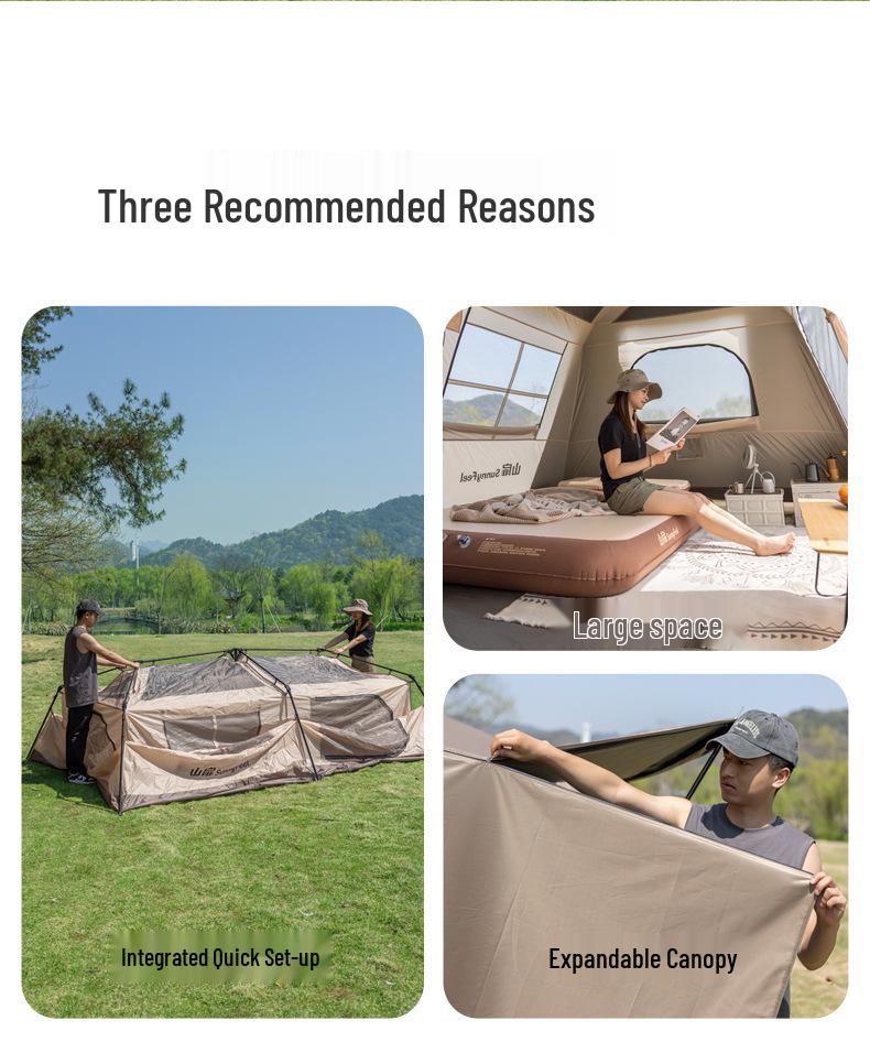 Mountain Door Ridge 13 Quick Open Tent: 2-in-1 Canopy with Black Sun Protection for Camping