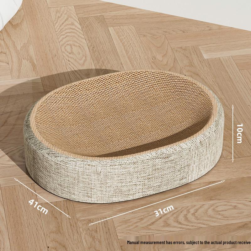 Durable Sisal Cat Scratching Board & Bed Combo - Scratch-Resistant, Claw-Safe, No Shedding Oval Design.