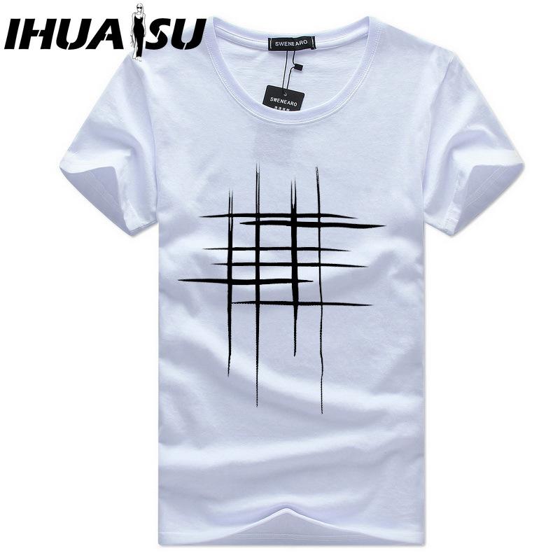 IHUASU Bavlněné tričko s krátkým rukávem Pánská móda Košile s volným polovičním rukávem Košile s potiskem