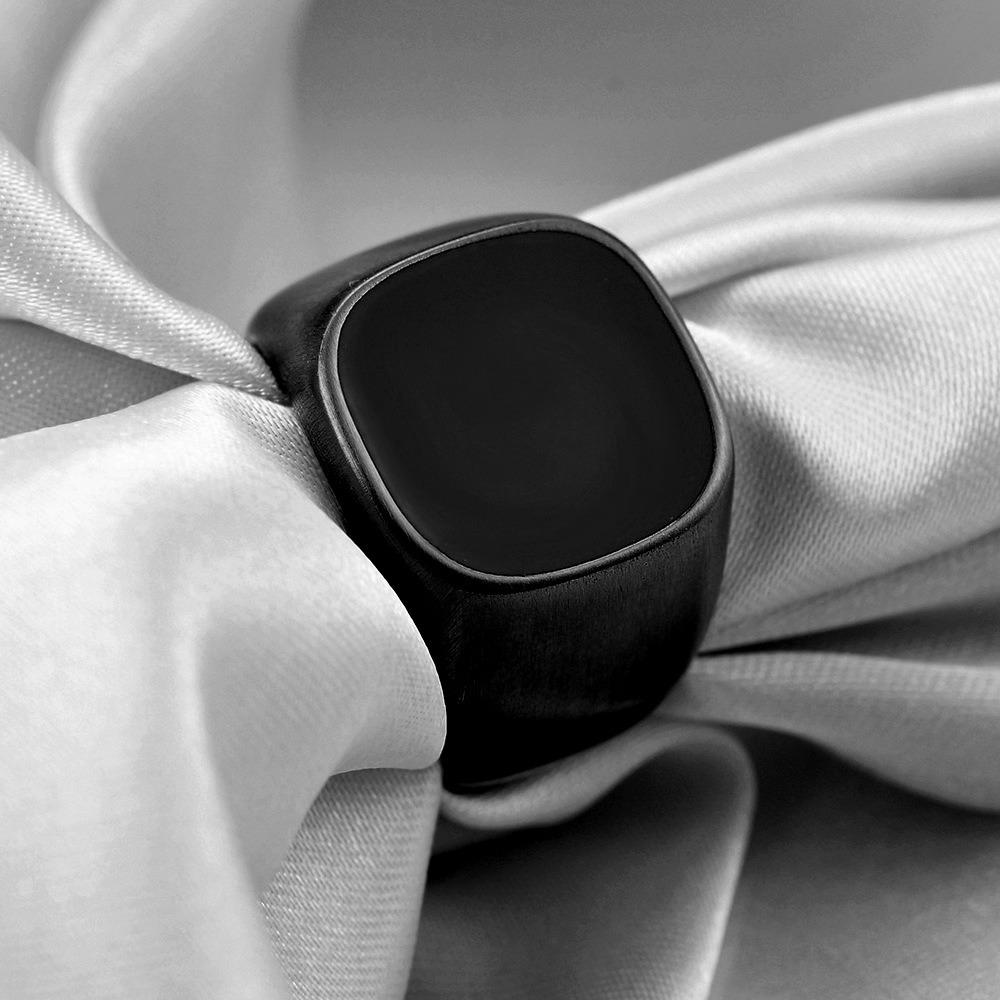 Vintage Matte Drip Oil 18K Gold Titanium Steel 16MM Ring Simple Minimalist European American Style