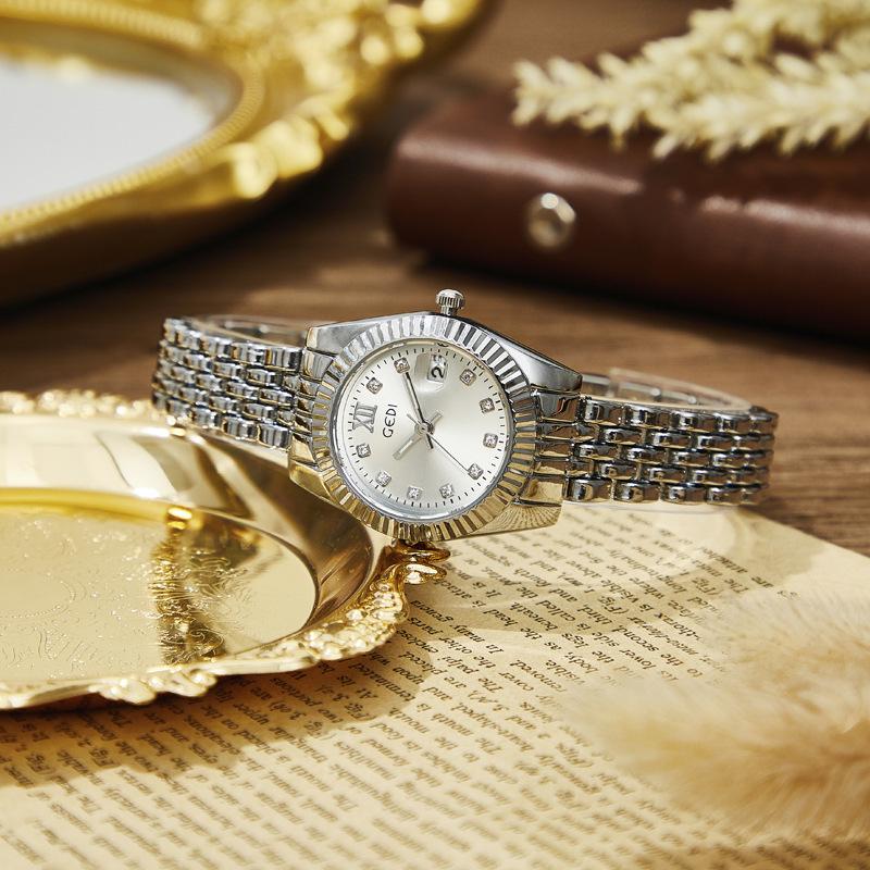 Premium Log Type Women'S Watch Light Luxury Niche Calendar Steel Belt Waterproof Watch Women'S Business Quartz Watch