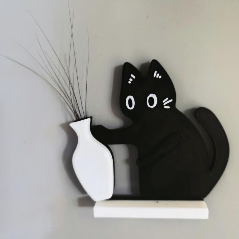 1Pcs 3D Printed Kitten Vase Simple Figure Desktop Decoration Refrigerator Magnets