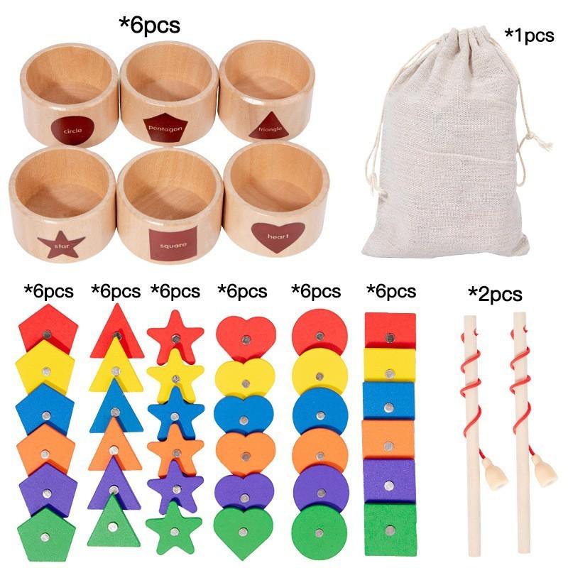 

Wooden Shape And Color Sorting Balls With Magnetic Clip Beads For Early Education Kids Toys Style 1