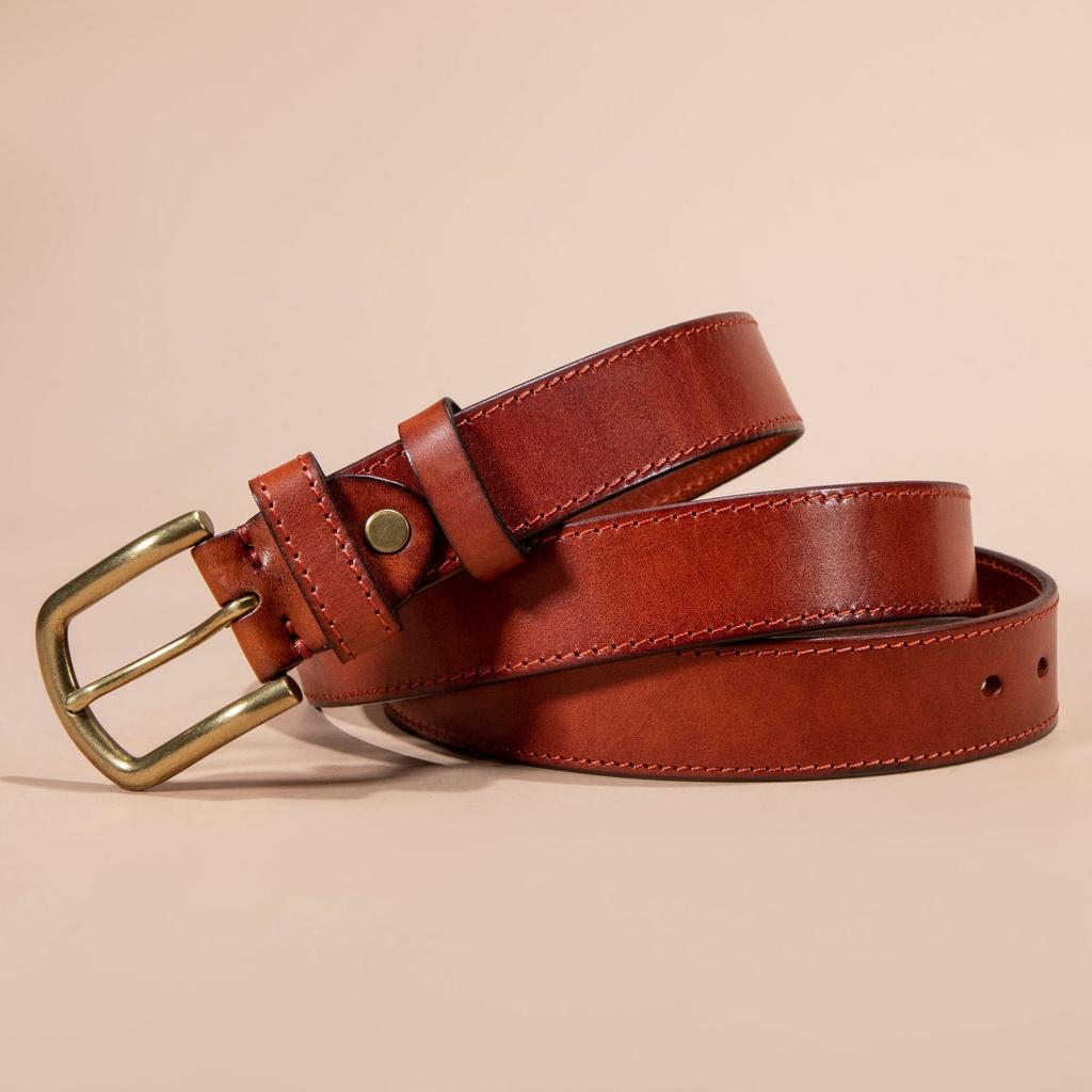 Trendy Personalized Leather Belt Men's Retro Pin Buckle Casual Versatile Men's Pants First Layer Cowhide Belt