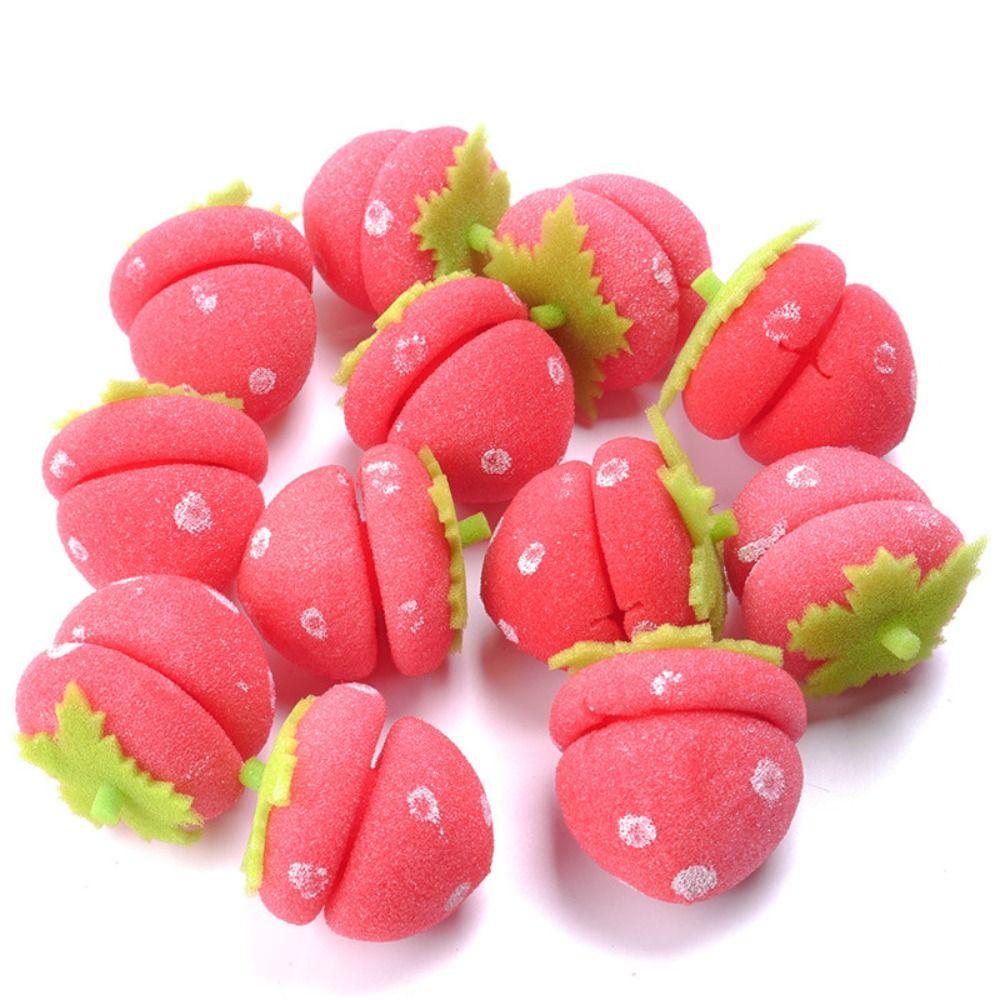6 STK DIY Svampruller Curlers Hode Hårkrøller Strawberry Curler Mykt hår Curler Balls Jenter