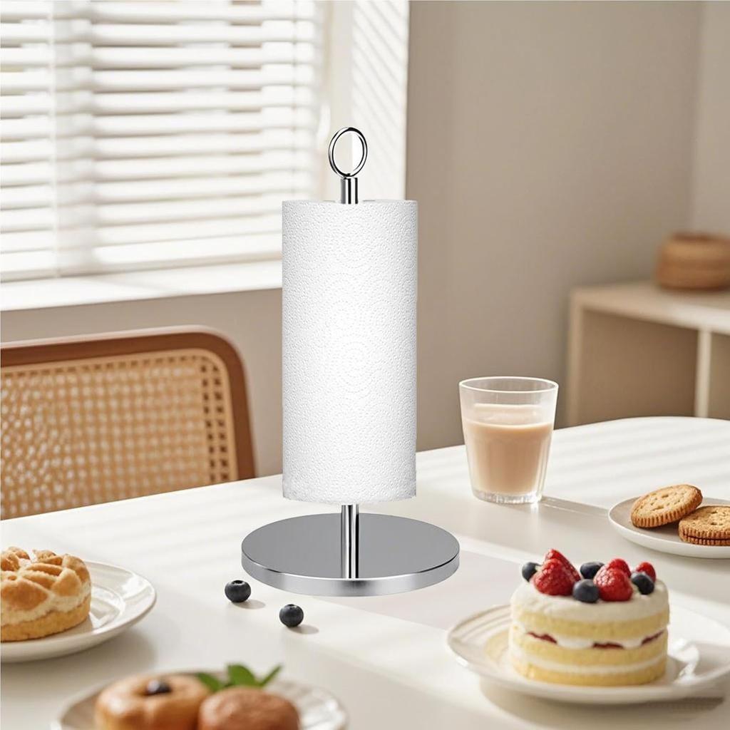 2pcs Paper Towel Holder, Stainless Steel Toilet Paper Holder Stand, Simple Napkin Holder for Kitchen Countertop Bars & Dining Tables