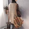 Spring  Autumn Vintage Knitted Vest Women  Loose V-neck Double Pocket Sleeveless Sweater Knitted Waistcoat Outwear