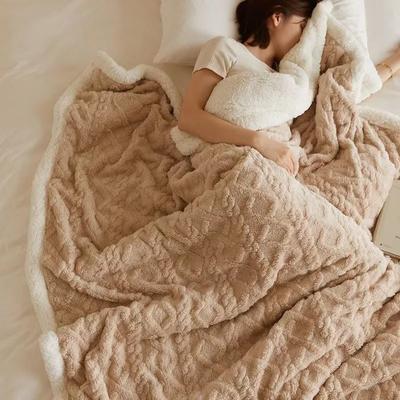 Thick Blanket Lamb Wool Warm Sleeping Double Side Microfiber Flannel Fleece Blankets for Bed Cozy Comfortable Super Soft Quilt