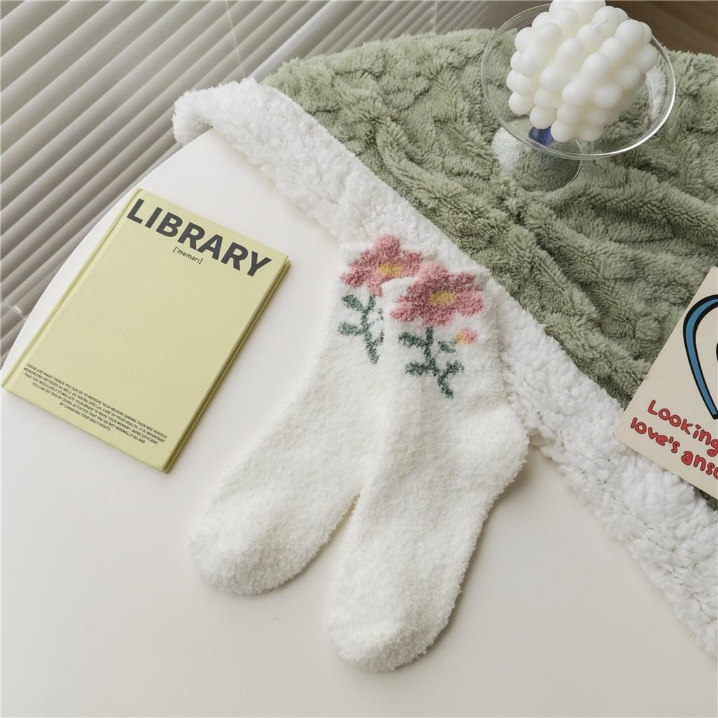 Coral Fleece Socks, Thick Socks, Warm Socks, Sleep Socks, Floor Socks, Mid Length Socks, and Fleece Socks