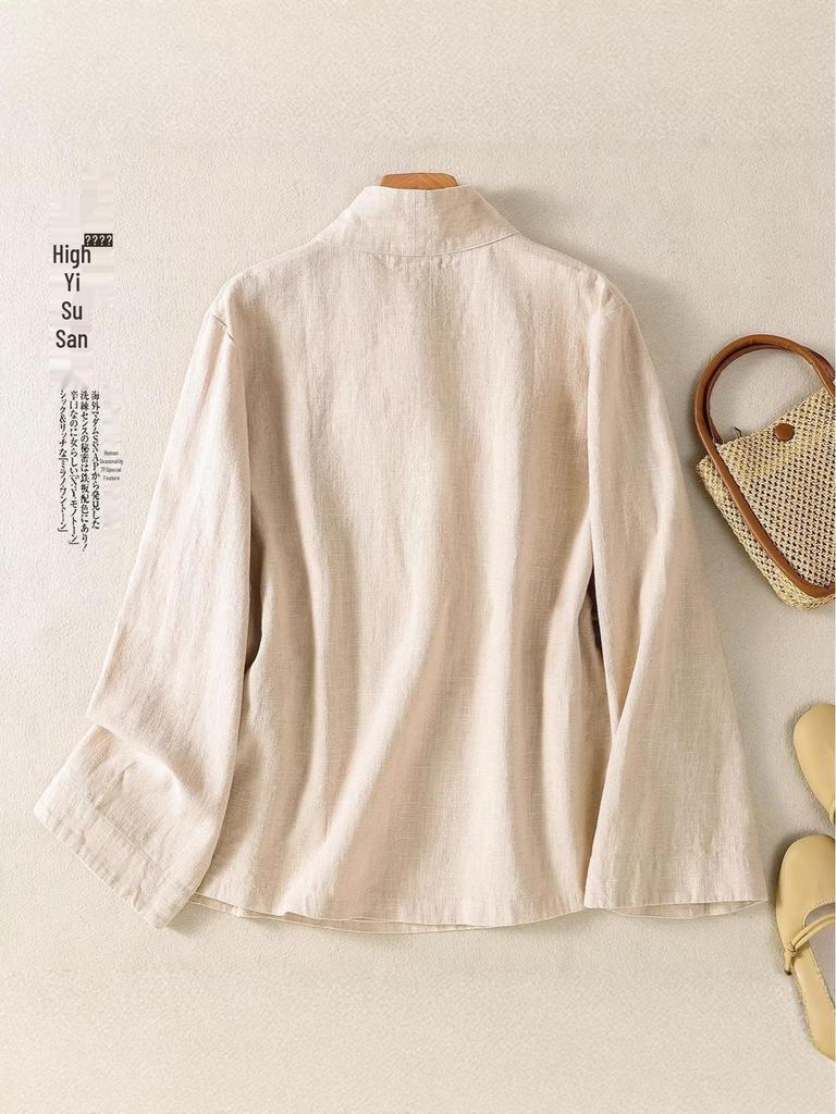 Damski bawełniano-lniany strój do Tai Chi - Osiem Jedwabi Wudang Taoistyczny Hanfu na wiosenne ćwiczenia i do noszenia na co dzień