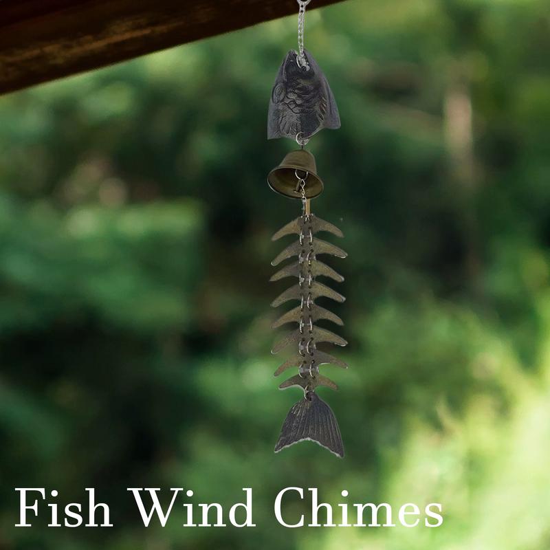 Windchimes Outdoors Fish Bone Windchime Decor Hangable Metal Decorations Vintage Wind Chimes For Porch Yard Patio Balcony Garden