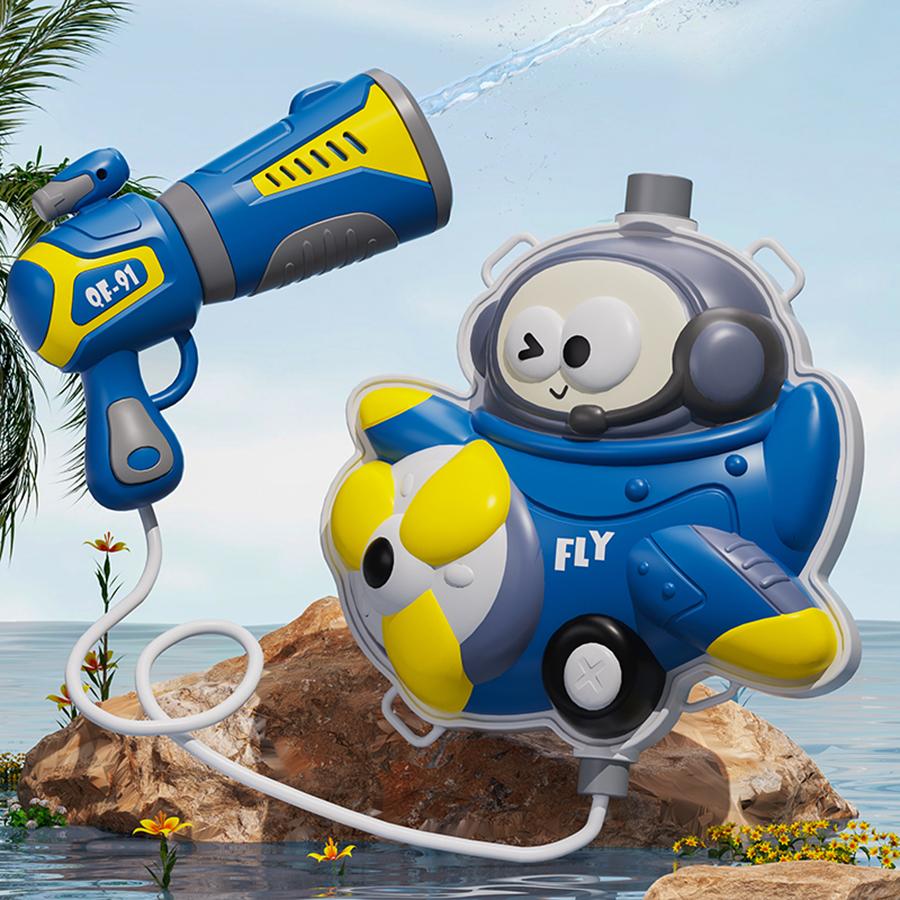 1 Kit Cartoon Backpack Water Gun Fire Truck Airplane Summer Vacation Beach Water Children's High-Quality Toy Water Gun