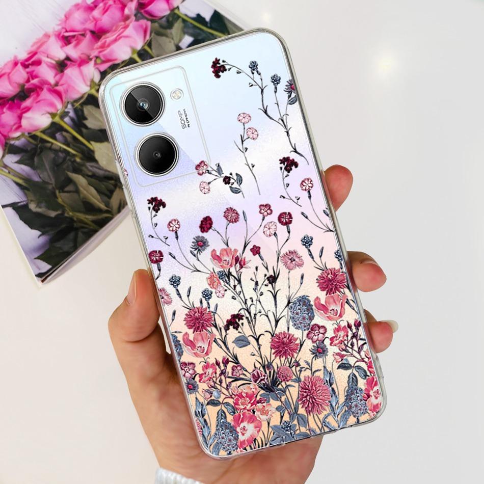 Cute Flower Cat Painted Case For Realme 10 / Realme 10 Pro / Realme 10 Pro+ Soft Silicone TPU Cover For Realme10 4G 10Pro Plus