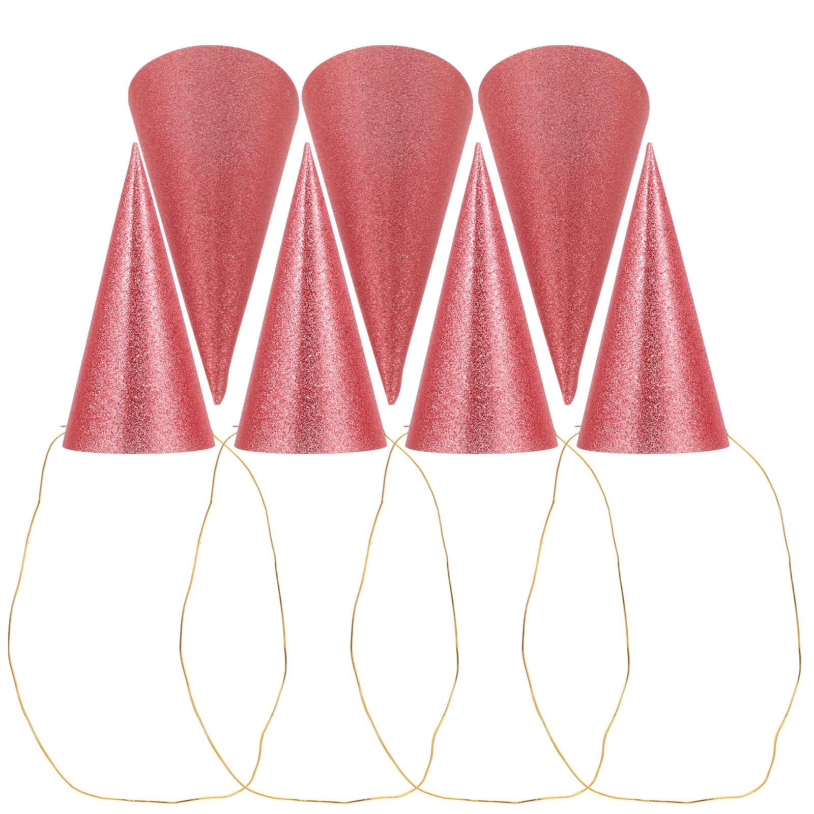 12 шт. блестящие конусные праздничные шляпы треугольные праздничные шляпы для детей и взрослых украшения для вечеринок (розовый) XXL