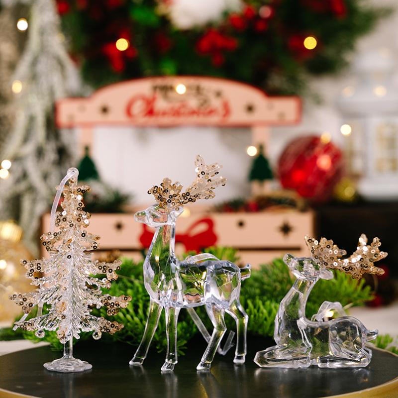 1Pcs Christmas Tree Scene Decoration Christmas Practical Sequin Acrylic Solid Color Pendant Transparent Snowflake Pendant