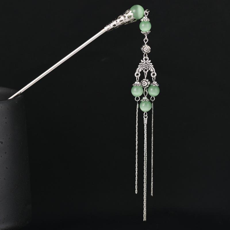Handmade original design antique fringed hairpin long step hairpin hairpin hairpin head jewelry female