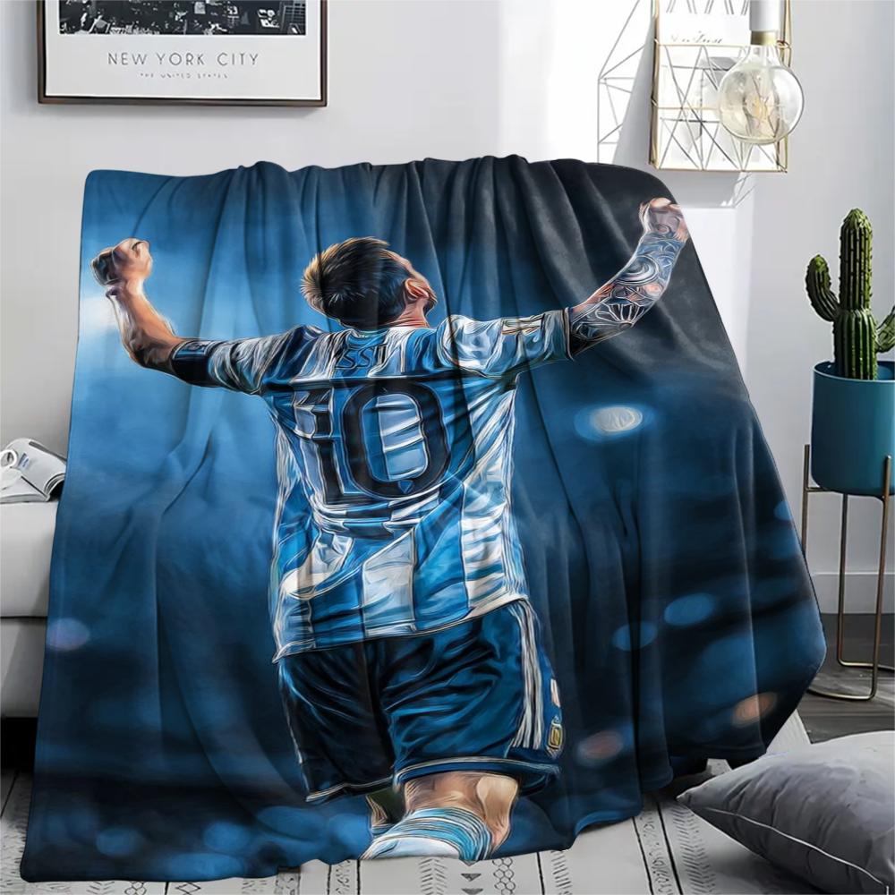 1Pc messi Print Flannel Blanket, High quality Comfortable for All Seasons, Home Decor, Warmth and Comfort, Perfect for Christmas GiftS