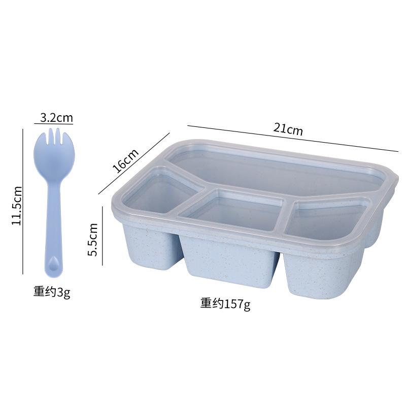 4 Grids Natural Wheat Straw Tableware Lunch Box Dinnerware Storage Biodegradable Unbreakable Plates for Food Salad Snack Student