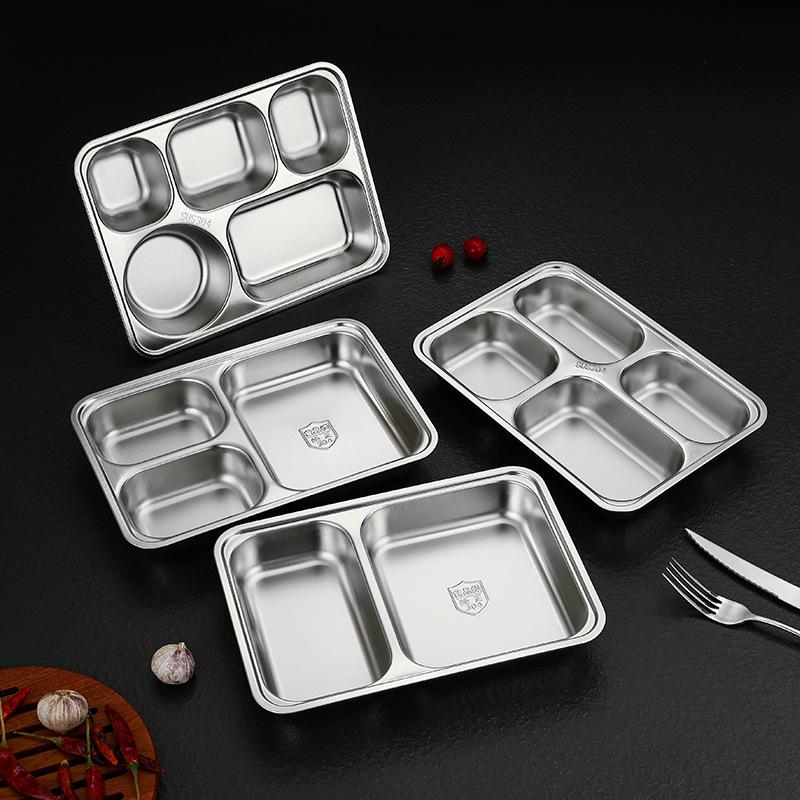 Kitchen Stainless Steel Divided Dinner Storage Tray Compartment Plates for Food Serving Organization Lunch Container