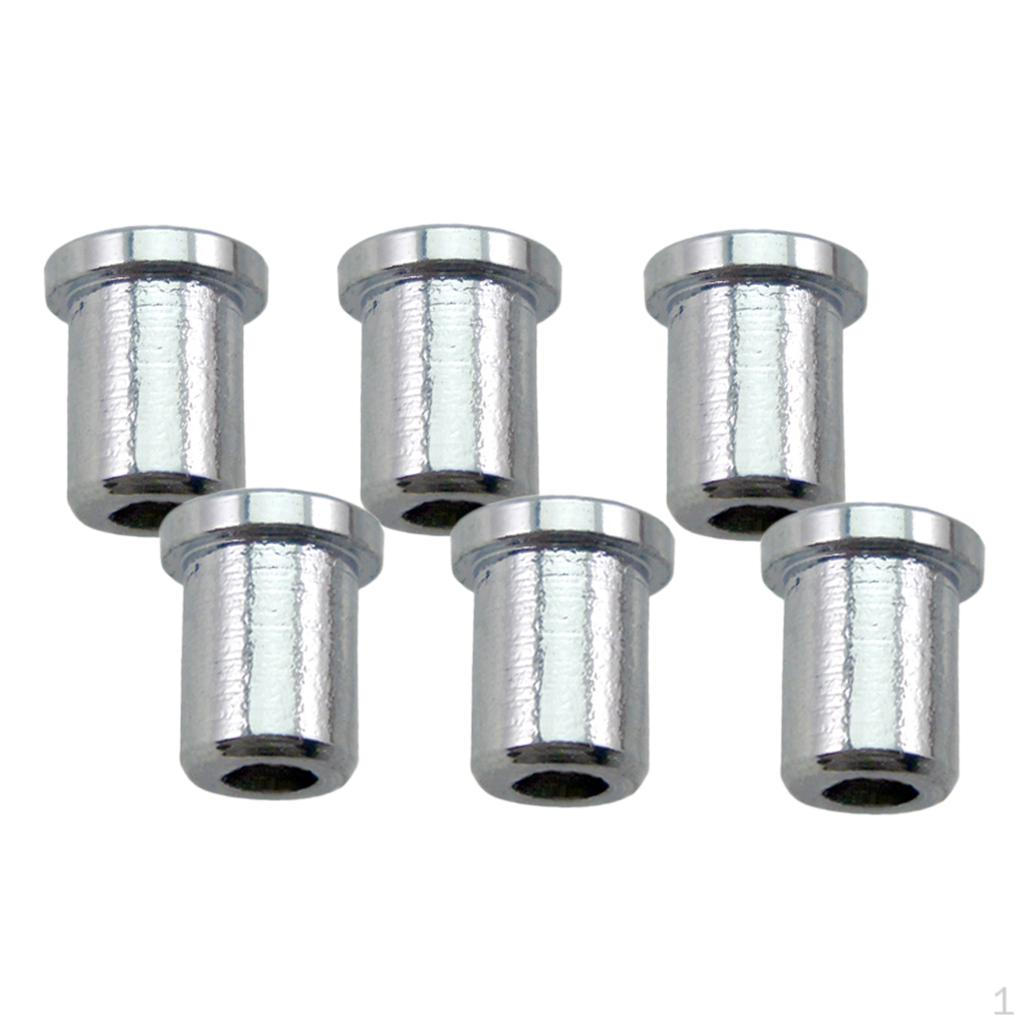 6 pieces Guitar String Mounting Ferrules Bushing for Electric Silver