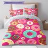Donuts Pattern Bedding Quilt Set Quilt Cover Pillowcase Home Decoration Gift (1 * duvet cover + 2 * pillowcase, without core)