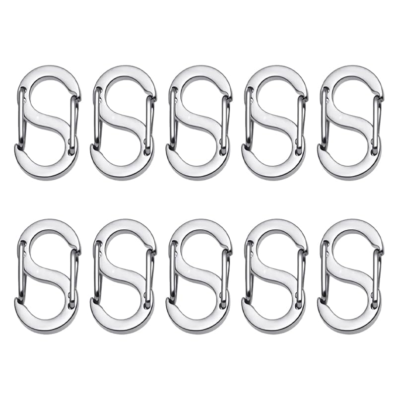 

[FUPUTWO] carabiner key ring S-shaped Connection fittings hook stainless steel accessories (Silver 22mm)