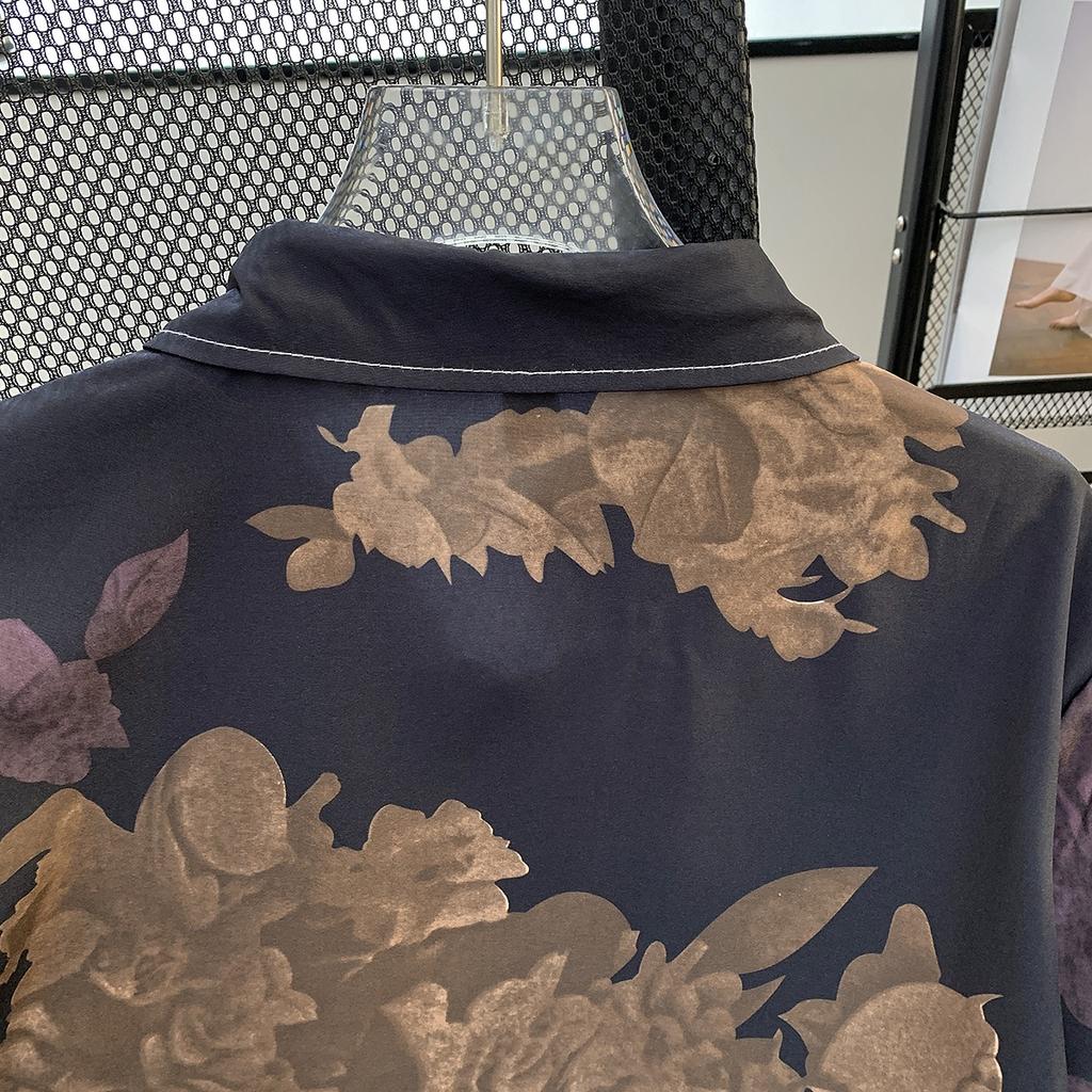 Summer Flower Full Printed Short Sleeve Printed Shirt Men's Seaside High-Grade Thin Casual Seaside Holiday Shirt Half Sleeve Top