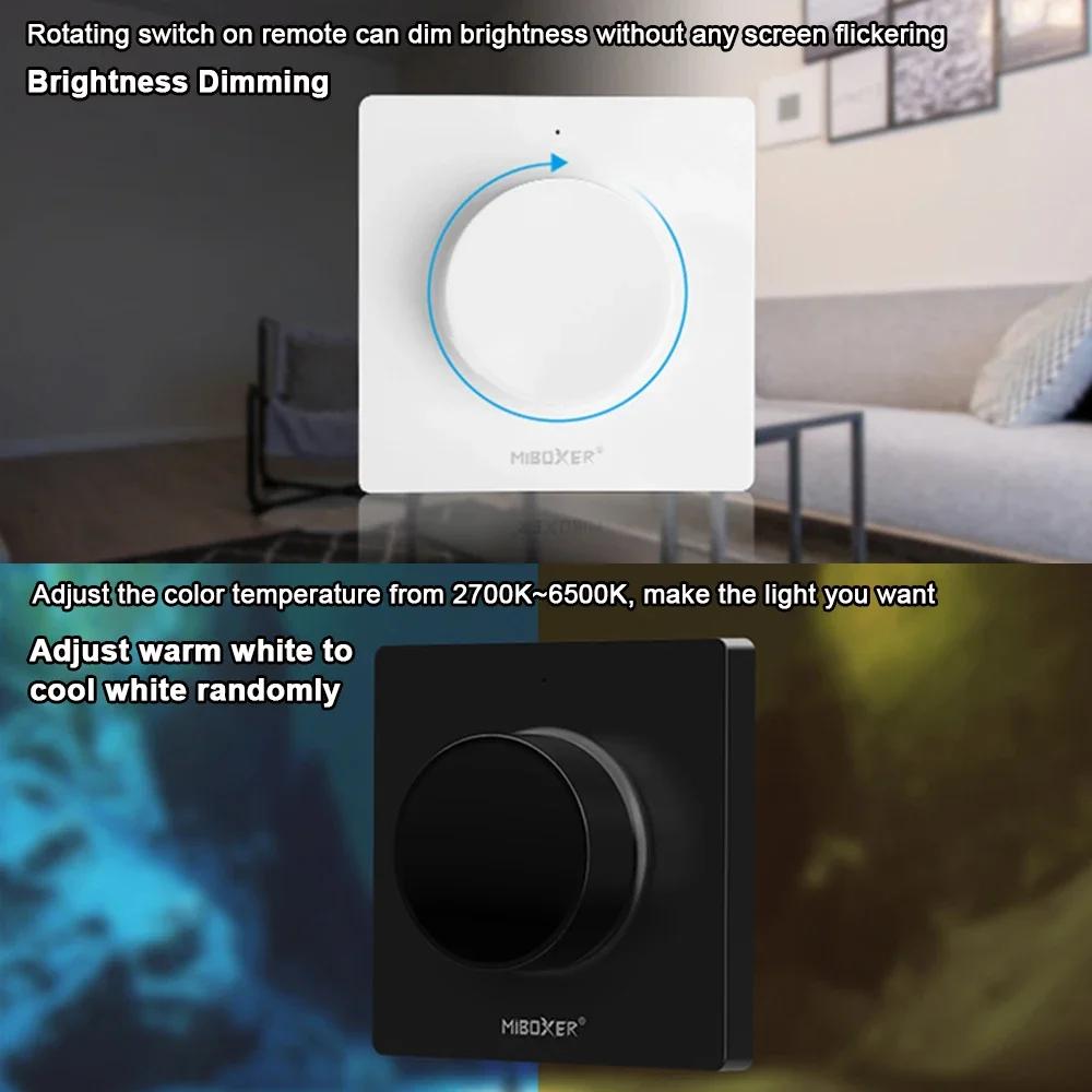 Miboxer K1 Rotating Switch Panel Remote Wifi Dimmer Dimmable 2.4G Brightness Color Temperature Controller White/Black Remote 3V