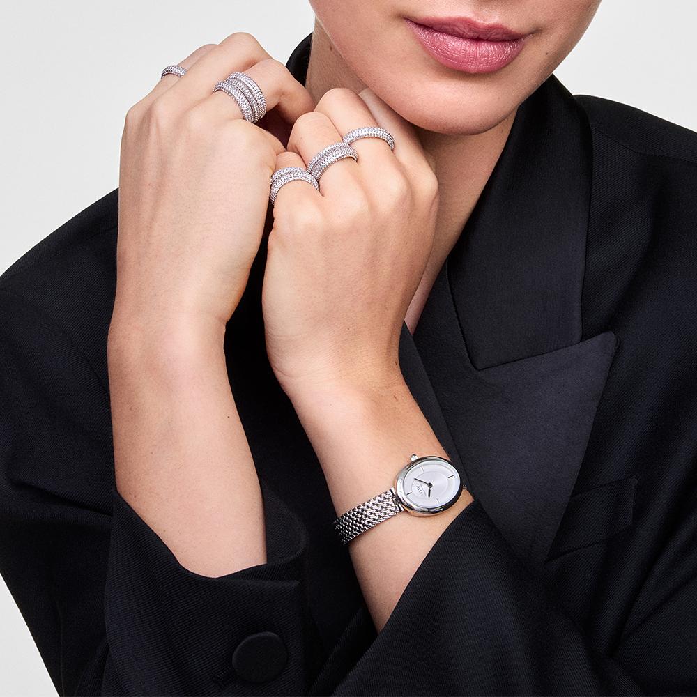 Danielwellingteon Juliette Braided Mesh Classic Round Silver Women'S Wristwatch