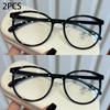 2PCS Round Glasses Anti-Blue Light Reading Glasses Women Ultra-Light Fashion Men Presbyopia Eyeglasses Diopter +100 To +400